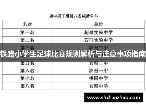 铁路小学生足球比赛规则解析与注意事项指南